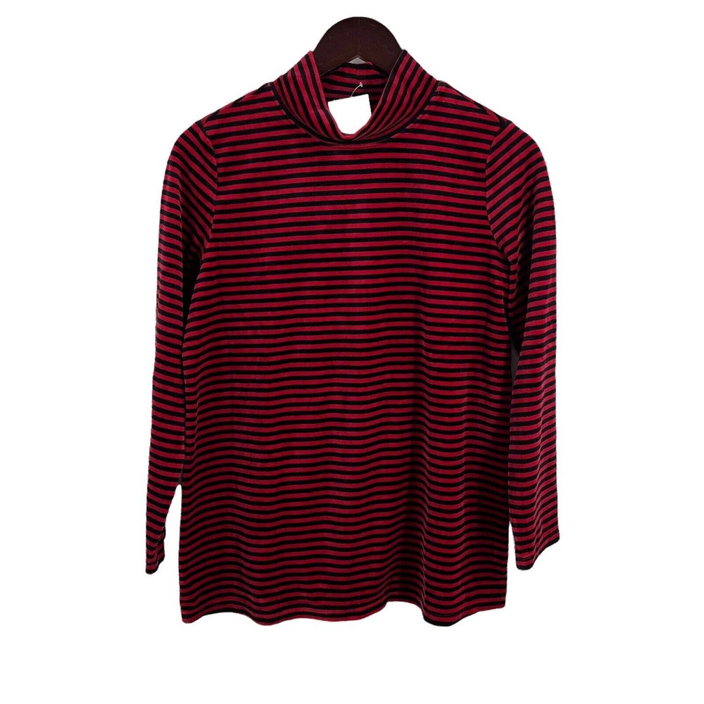 Appleseeds Striped Velour Button Back Top New Size‎ Petite M